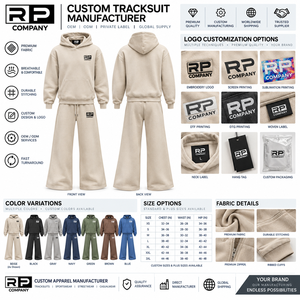 Ensemble de survêtement épais beige uni avec logo personnalisé, comprenant un sweat à capuche ample en molleton et un pantalon de survêtement baggy – Prix de gros - Product Image 3