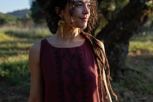 Vestido Maxi de Algodón con Estampado Tribal Hecho a Mano para Mujer, Sin Mangas, Estilo Boho, Cómodo Vestido de Verano - Product Image 3