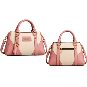 Best Fashion <b>Women</b> <b>Office</b> Handbag Other Material Color Contrast Satchel Purse with Double Handles Zipper Closure Stripe - Product Image 1