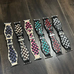 Nueva Correa de Reloj de Cuero Genuino de Lujo al por Mayor, Correa de Reloj Unisex de Cuero Hecha a Mano con Diseño a Cuadros - Product Image 5