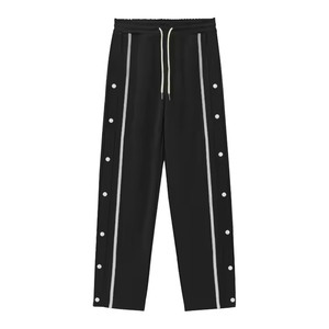 Pantalon de jogging formel en toile polyester/coton pour homme avec cordon de serrage, pantalon de survêtement en coton pour homme avec bande latérale et taille élastique - Product Image 2
