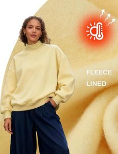 Wholesale Custom Logo Women’s Oversized <b>Mock</b> Neck Sweatshirt Casual Fleece <b>Turtleneck</b> Pullover Streetwear - Product Image 4