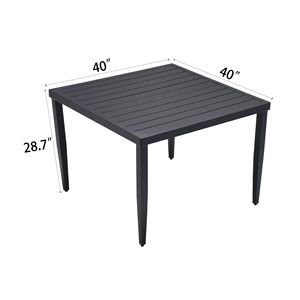 Tavolo da Pranzo da Esterno in Alluminio Nero Ember 40"x40" con Piedi Affusolati e Foro per Ombrellone - Product Image 5