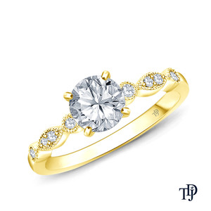 Anillo de Compromiso Personalizable de Oro de 10K con Estilo Marquise, Diseño Detallado y Diamante Central Redondo Cultivado en Laboratorio, OEM - Product Image 5