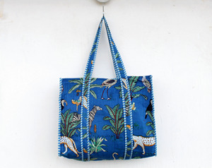 Bolsos Tote Acolchados de Algodón con Estampado a Mano, Bolsos Tote Tradicionales Indios, Bolsos Tote Hechos a Mano con Estampados a Mano - Product Image 1