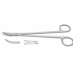 Ciseaux d'endarterectomie DeBAKEY, finition miroir, courbés à bout arrondi, longueur totale 7 po (17,8 cm), ZETOMEDPRO - Product Image 1
