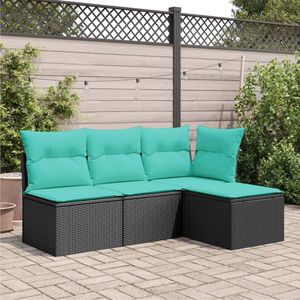 Sgabello da giardino in Poly Rattan nero con cuscino 21.7 \ "x21.7 \" x14.6 \ "elegante sedia da esterno - Product Image 3