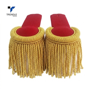 TRENDLE SPORTS Epaulettes Ceremoniales Rojos Acolchados con Flecos de Hilo Dorado, Colores Personalizables, Servicio OEM, Para Exteriores - Product Image 5