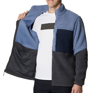 Men's Fleece <b>Jacket</b> Stand Collar Zipper Closure Windproof Casual Winter Wear Warm <b>Sherpa</b> <b>Lined</b> Anti-Pilling Loose Fit - Product Image 1