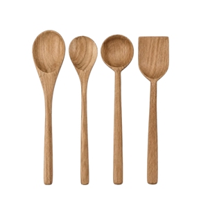Ensemble d'ustensiles de cuisine en bois faits à la main, écologiques, en teck naturel, cuillères, louche, spatule, outils de cuisine antiadhésifs - Product Image 1
