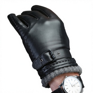Gants d'hiver pour hommes en cuir de mouton avec doublure polaire, compatibles écran tactile, pour le sport, les activités de plein air et le ski, style uni et abordable - Product Image 1