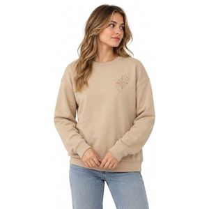 Custom Solid Beige Sweatshirt Cozy Sherpa Lined Interior Dense Terry Minimalist Clean Finish Casual Fall Basic <b>Sweaters</b> - Product Image 2