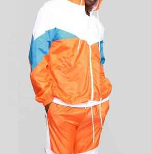 Survêtement coupe-vent en nylon avec logo personnalisé, veste zippée et pantalon pour homme, vêtements de sport respirants et doux, ensemble deux pièces OEM - Product Image 1