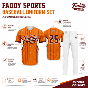 Ensemble d'uniformes de baseball sublimés personnalisés de haute qualité, maillot de baseball à rayures fines entièrement boutonné avec pantalon, vêtements de sport pour équipes masculines - Product Image 5