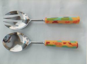 Juego de cuchara de servidor de cubiertos de acero inoxidable con cuerno de buey más vendido, fabricante indio, servidor de ensalada de decoración de comedor de lujo de acero espejo - Product Image 3