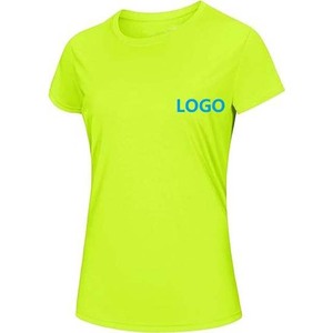 Camiseta de Manga Corta para Mujer, Color Gris Oscuro, Cuello Redondo, con Estampado de Logotipo Colorido, Tejido Jersey de Secado Rápido, Corte Casual, para Primavera/Verano - Product Image 3