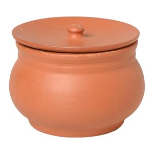 <b>Handmade</b> Clay Curd Pot with Lid 750ml Terracotta Dahi Handi Traditional Natural Curd Maker - Product Image 1