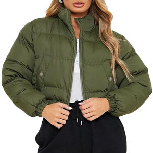 Chaqueta Corta Acolchada de Punto Personalizada, Chaqueta de Invierno Moderna para Mujer, con Capucha, Transpirable, con Forro de Algodón Ecológico - Product Image 1