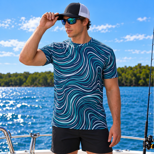 T-shirt de pêche respirant personnalisé 140 gsm pour homme, léger, en polyester, manches courtes - Product Image 1