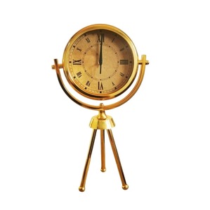 Classic Gold Metal Stand Tabletop <b>Clock</b> Suitable For Living Room Display And Housewarming Gifting Wholesale From India - Product Image 5