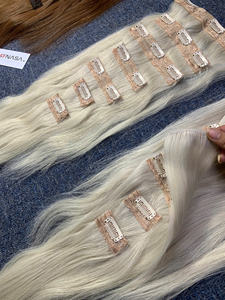 Extensions de cheveux à clipser, 100% cheveux vietnamiens vierges, qualité supérieure, couleur blonde, fabrication en usine - Product Image 5