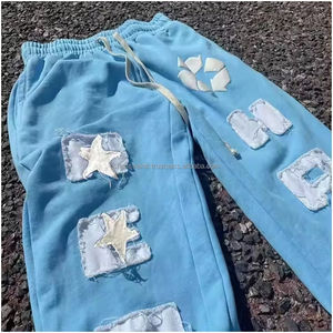 Fabricante de impresión de logotipo personalizado Terry Fleece Serigrafía Pantalones de chándal Hombres Flared Jogger Vintage Acid Wash Flare Pantalones de chándal - Product Image 3