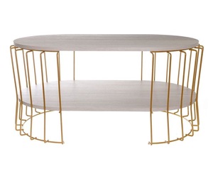Unique Handmade Modern Natural <b>Stone</b> Coffee <b>Table</b> with Glass/Marble <b>Top</b> Decorative Metal Base for High-End Living Room Furniture - Product Image 4