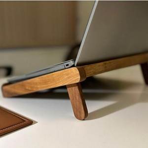 Support pour ordinateur portable en bois fait main, finition lisse, support de bureau moderne, rehausseur de table écologique pour la maison et le bureau - Product Image 4