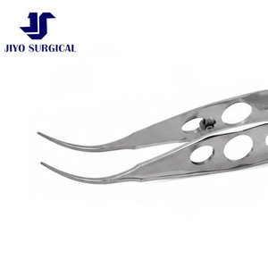 Stainless Steel Moody Fixation Forceps 4 3/8 Inch Curved Left 0.5 mm 1x2 <b>Teeth</b> Ophthalmic Surgical Forceps with Lock - Product Image 6