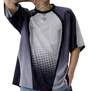 Camiseta de Fútbol Americano Oversize para Hombre, Transpirable, de Poliéster, Estilo Urbano, con Estampado de Puntos Degradados, Ligera, Proveedor OEM al por Mayor - Product Image 2