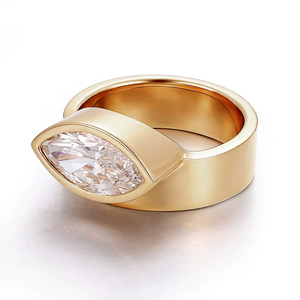 แหวนเพชรทรงมาร์คีส์ 1.5 กะรัต ทองคำแท้ 14K สีเหลืองทอง สำหรับเป็นแหวนหมั้นหรือของขวัญวันครบรอบสำหรับผู้หญิง - Product Image 3