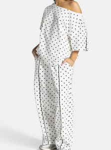 Pantalon de jogging décontracté à rayures pour femme, coupe ample et jambe large, en tissu de haute qualité, fabricant de vêtements OEM - Product Image 2