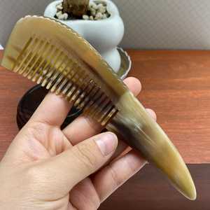 Handcrafted Natural Buffalo Horn <b>Comb</b> - Thick <b>Wide</b> Tooth Anti-Static Hair Brush - Portable Scalp Massage & Fine Pocket Grooming - Product Image 2