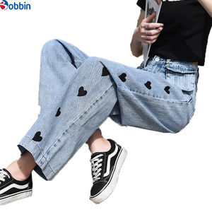 Jeans de mezclilla rectos de cintura alta con bolsillos para mujer, estilo urbano, versátiles, nuevos, populares, con diseño de corazón, clásicos, holgados y cómodos. - Product Image 5