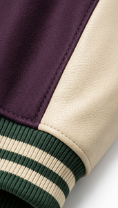 Manches en cuir style américain esthétique, lettres en chenille, vêtements professionnels pour l'université, vente en gros - Product Image 4