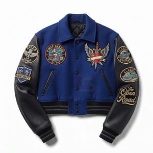 Baseball <b>high</b> quality fashion <b>top</b> Design Logo letterman Varsity Jackets Jackets <b>Leather</b> Sleeve Women's Jackets Lady Crop Jackets - Product Image 1