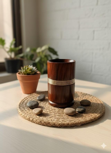 Handcrafted Wooden Tumbler <b>Cup</b> with Brass Ring Accent Decorative Tableware Drinking <b>Glass</b> for Home Restaurant and Hotel Use - Product Image 2