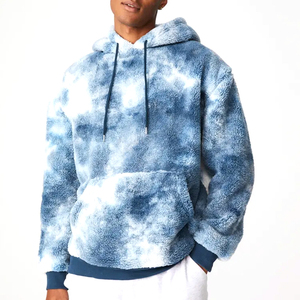 Sweat à capuche personnalisé de haute qualité pour homme, à manches longues, en tricot épais, tie-dye, avec capuche en fourrure, en polyester/coton, coupe oversize - Product Image 2
