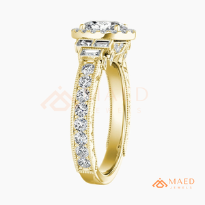Bague de fiançailles en or avec trois pierres de moissanite taille ronde pour femme, élégant bijou de mariée, cadeau - Product Image 6