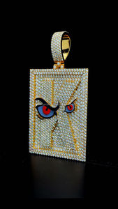 เงิน925 hip hop Full Moissanite ประดับด้วยเพชรสีแดงและสีขาวจี้รูปสี่เหลี่ยมผืนผ้าจี้ทองคำชุบทองจี้ตาสีขาวสำหรับผู้ชายผู้หญิง - Product Image 5