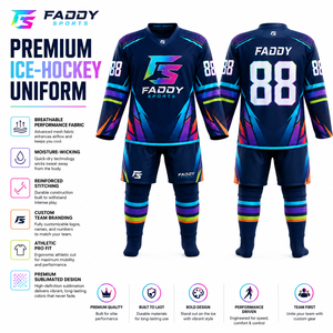 Ensemble d'uniformes de hockey sur glace personnalisés par sublimation, maillot de hockey sur glace professionnel respirant avec short et chaussettes pour hommes et enfants - Product Image 5