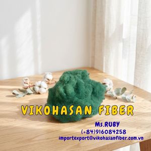 Fibre discontinue Vikohasan GRS en polyester recyclé vert solide 20D SD de qualité supérieure, ignifuge, résistante à l'abrasion, fiable - Product Image 2