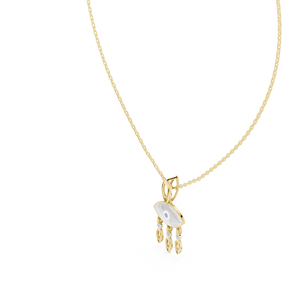 จี้เพชรทรงกลมทองคำโรสโกลด์ 14K สำหรับผู้หญิง |   ชุดเจ้าสาว |   เพชรที่เพิ่งเพาะเลี้ยง - Product Image 4