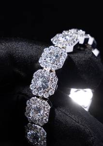 <b>Iced</b> <b>Out</b> Moissanite Tennis <b>Chain</b> Necklace 925 Sterling Silver Rhodium Plated Unisex Hip Hop Jewelry - Product Image 2