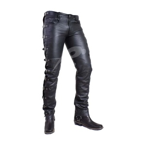 Pantalon de moto pour homme PIHA SPORTS, en cuir véritable noir, imperméable, coupe-vent, pour course et tourisme, écologique, véritable cuir de motard - Product Image 5