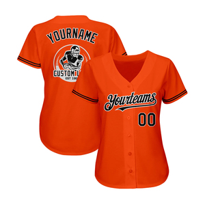 Maillot de baseball orange Yourteams pour homme, manches courtes, col en V, sportif, logo personnalisé imprimé, tenue d'équipe, coupe classique - Product Image 2