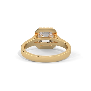 Women's 14K Solid Gold Lab Grown Diamond Halo <b>Ring</b> Emerald Cut Engagement Wedding Jewelry - Product Image 4