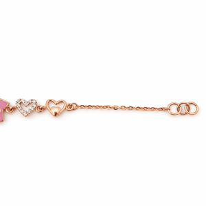18kt Gold Heart and Dress Charm Chain <b>Bracelet</b> with Cubic Zirconia High Polish Fashion Jewelry for Girls Daily Wear Gift Party - Product Image 4