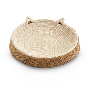Rattan Woven Cat <b>Bed</b> With Cotton Rope All Season Scratching <b>Pad</b> Washable Pet Mat Cooling Nest For Cats - Product Image 1
