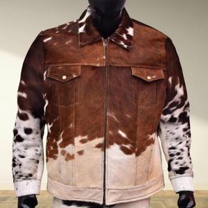 Veste en cuir de cow-boy avec franges pour homme, en cuir de vache véritable, poches avant, fermeture éclair authentique, matelassage intérieur - Product Image 6